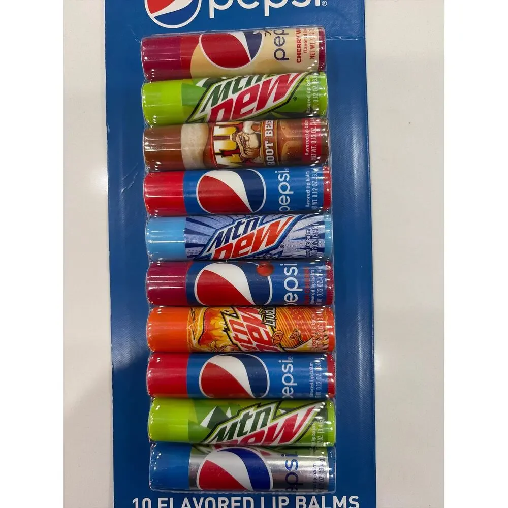 Pepsi & Mountain Dew Flavored Lip Balm Set - 10 Pack Of Soda-Inspired Scents